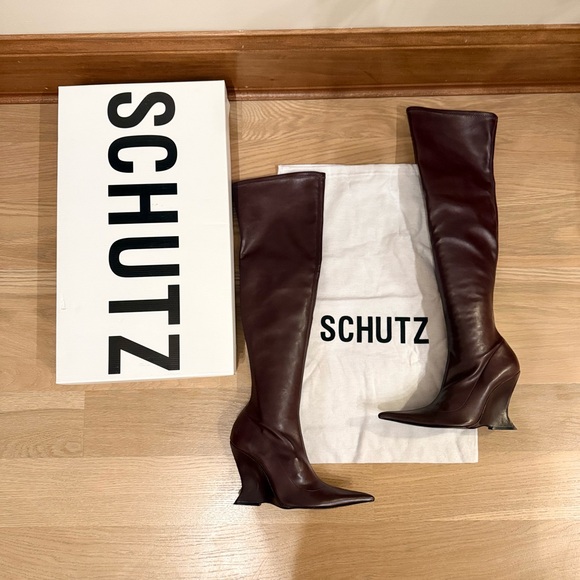 Sienna Over The Knee Cherry Wine Schutz Boots - Picture 2 of 13